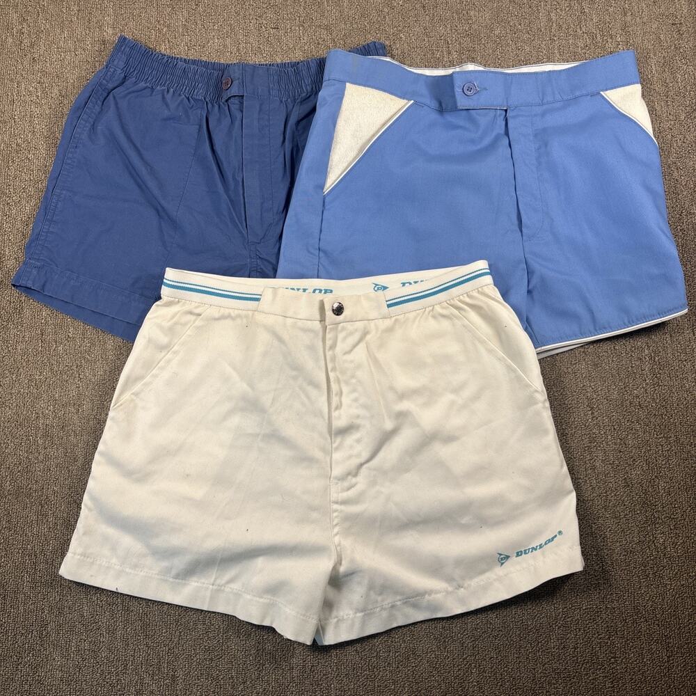 Men’s Vintage Tennis Shorts Lot 3 Pair Size 30-32 Dunlop Jantzen 70s/80s